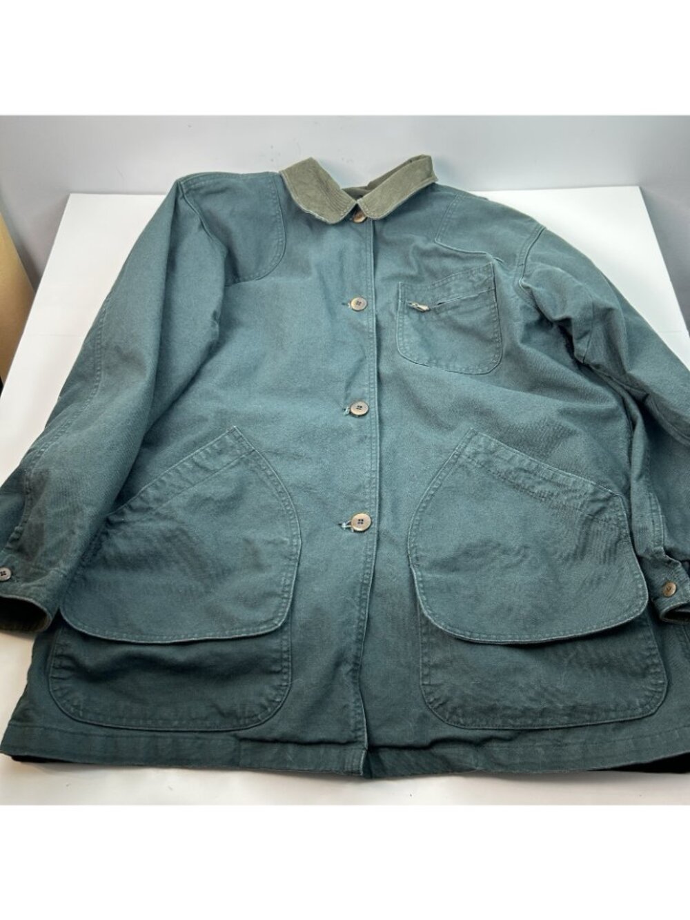 90’s Vtg LL Bean Women’s XL Chore Barn Coat Jacket Lined Rare Green - Picture 8 of 16